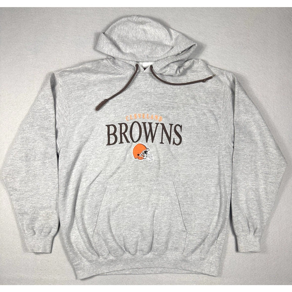 Vintage Y2K Cleveland Browns Team Apparel Pullover Hoodie Embroidered Gray Sz L - Picture 1 of 11